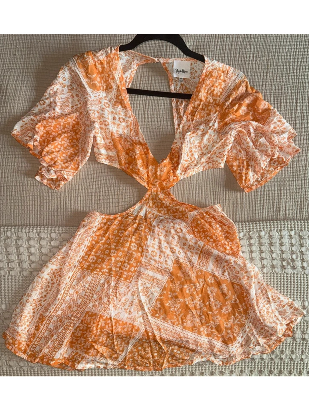Sky to Moon orange patterned mini dress - M